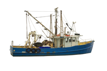 Cutout of an isolated fishing boat with the transparent png	