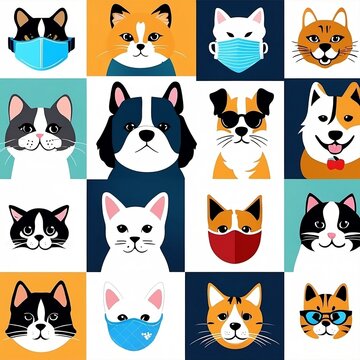 many different cats wearing masks on their faces. ai generated images.