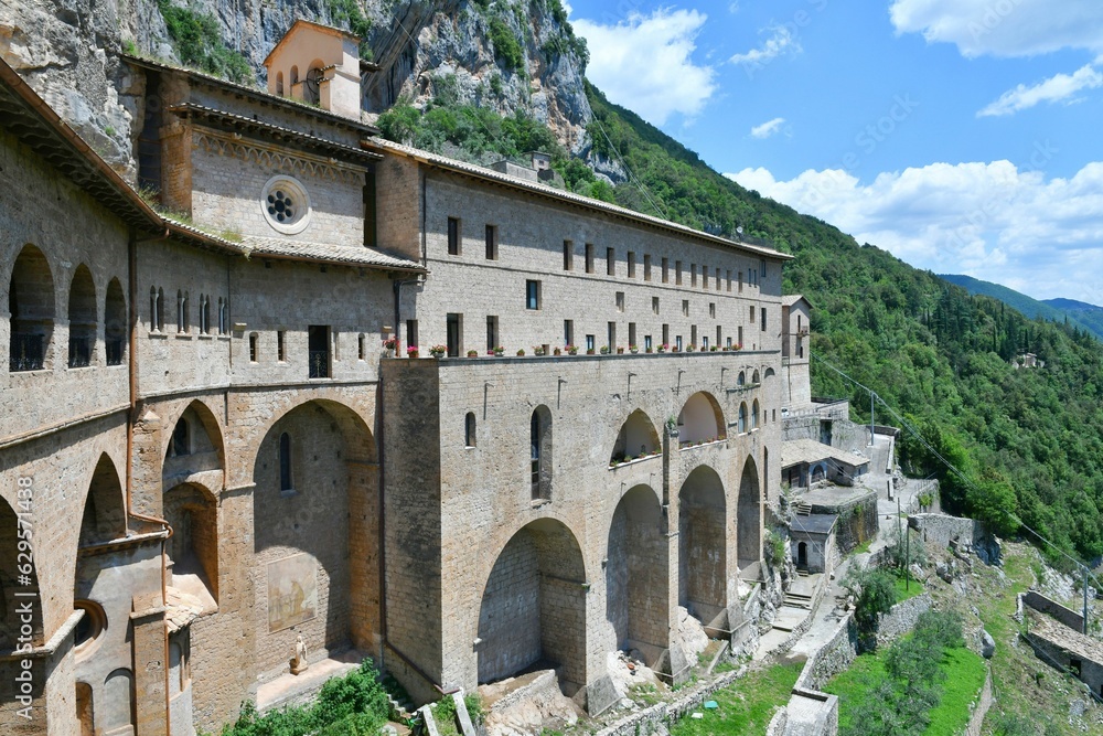 Poster the ancient abbeys of subiaco, italy.