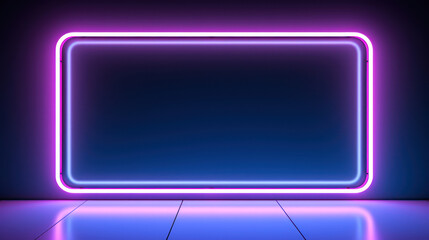 Fototapeta premium Neon wire rectangle frame on a wall