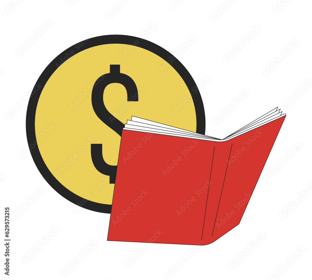 Poster accounting book flat line concept vector spot illustration. finance management 2d cartoon outline ob