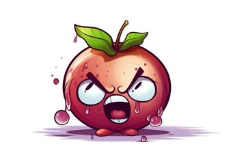 mangosteen cartoon  ,cute , trendy, 3d rendering, AI generative 