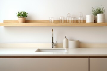 Fototapeta na wymiar Kitchen furniture sink indoor. Generate Ai