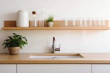 Fototapeta na wymiar Kitchen furniture sink custom. Generate Ai