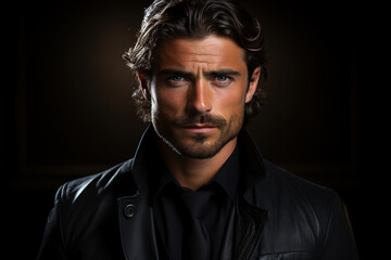 Fototapeta premium Generative ai studio portrait of handsome gorgeous man on color background