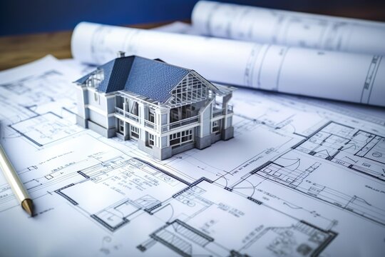 Architect rolls and architectural plantechnical project