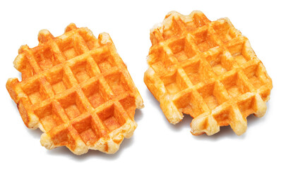 True Belgian waffles with extra deep pockets for filling isolated on white background.