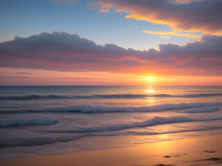 Fototapeta na wymiar Strand im Sonnenuntergang