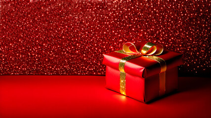 Weihnachtsgeschenk auf roten Hintergrund