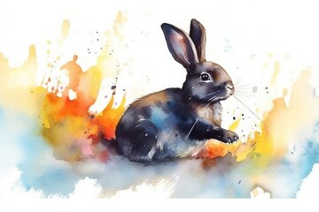 water color rabbit art illustration 
