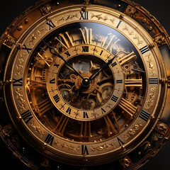 Fototapeta na wymiar The Timeless Charm of Steampunk, Antique Clock Face as an Artistic Background