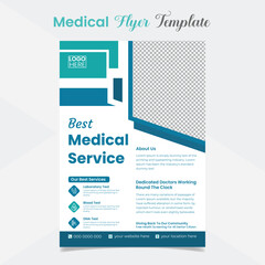 Medical care and healthcare poster and flyer template design