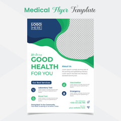 Healthcare and medical care flyer and poster template design
