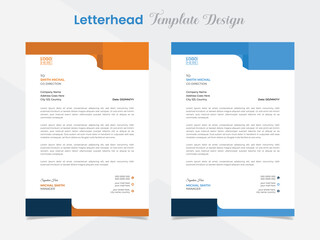 professional letterhead template design with wave shapes