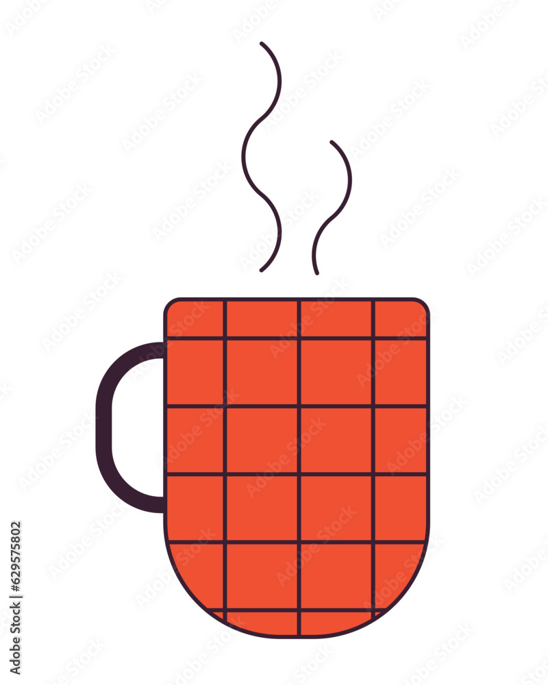 Poster hot drink in coffeecup flat line color isolated vector object. fragrant beverage. editable clip art 