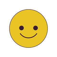 Fototapeta premium Positive smiling emoticon flat line color isolated vector object. Editable clip art image on white background. Simple outline cartoon spot illustration for web design