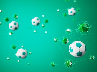 football ball 3d object. 3d illustration. graphic background element. sport abstract backdrop. soccer render design competition concept art. digital technology element beautiful lighting ground empty