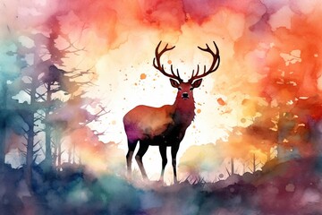 water color illustration of a deer