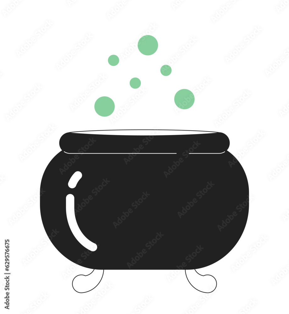 Aufkleber witches brew in cauldron monochrome flat vector object. boiling poison with bubbles. editable black 