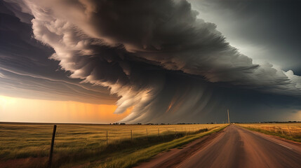 "Nature's Drama Unfolds" Description: The photograph captures a dramatic scene of a storm gathering momentum over a serene landscape.
