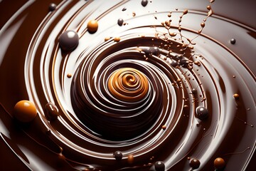 Chocolate swirl top view in the style of photo-realistic compositions created with Generative AI technology