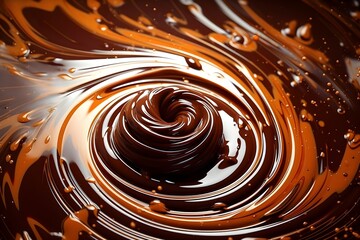 Chocolate swirl top view in the style of photo-realistic compositions created with Generative AI technology