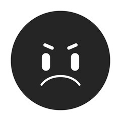 Angry emoticon flat monochrome isolated vector object. Hate, dislike reactions. Angry face emoji. Editable black and white line art drawing. Simple outline spot illustration for web graphic design