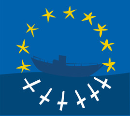 Migrants drowned in the mediterranean concept