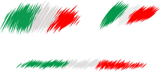 Italian flag in sketch style. vector set