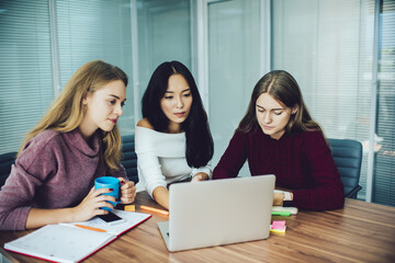 Women with laptop creating startup