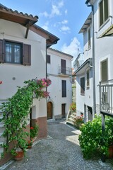 Fototapeta na wymiar Characteristic quaint street of the medieval village of Abruzzo in Civitella Roveto, Italy