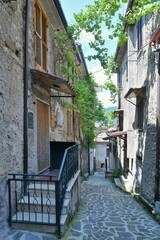 Characteristic quaint street of the medieval village of Abruzzo in Civitella Roveto, Italy