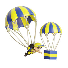 3d icon deliveryman with yellow and blue color