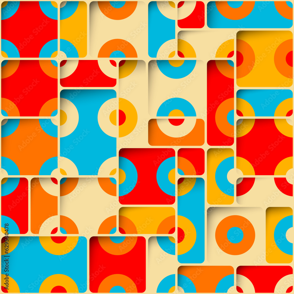 Aufkleber abstract geometric retro polka dot background. patchwork style.