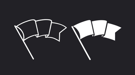 Silhouette of a developing flag. Black and white image.