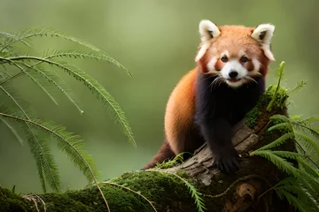 Fotobehang red panda in tree generated Ai  © AI STUDIO