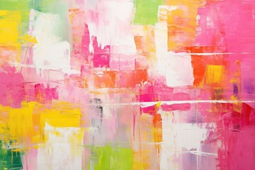 Abstract art background. Oil painting on canvas. Multicolored bright texture. Fragment of artwork. Spots and brushstroke of oil paint. Modern contemporary art