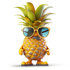 Cute cartoon pineapple character, animated with a face.