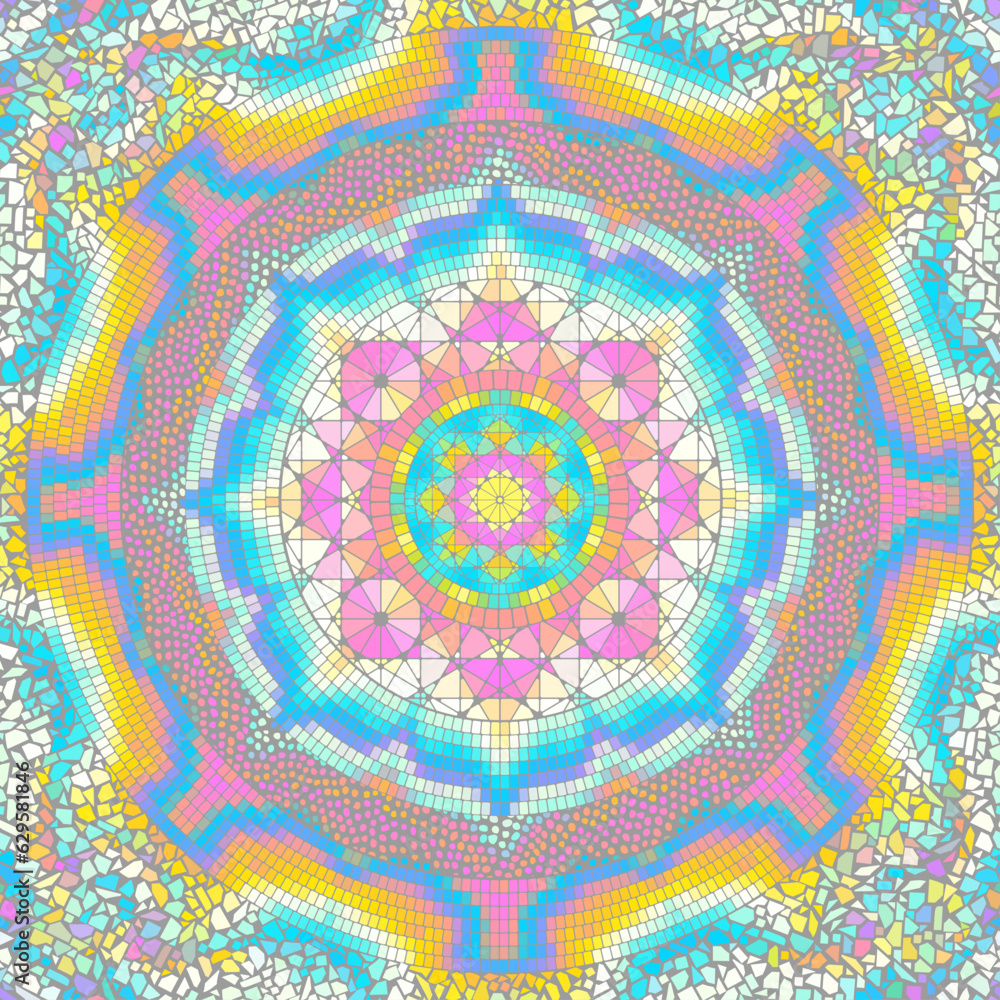 Poster vector seamless mosaic art pattern. art background. mandala image