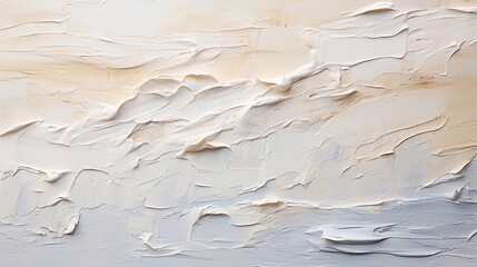 Abstract oil painting with large brush strokes in white, orange, and blue pastel colors. Wallpaper, background, texture.