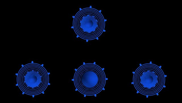 Cerchi concentrici con sfera centrale in rotazione continua