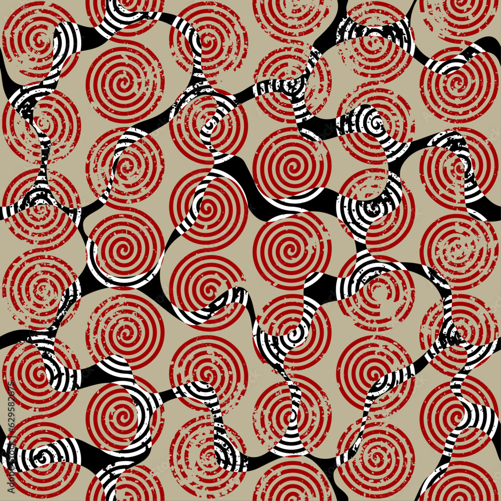 Poster Vector ethnic tribal pattern. Seamless vector image. Wavy abstract shapes.
