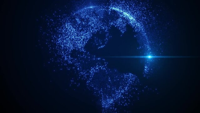 Futuristic Cyber Space Globe Background. Digital Technology Globe Map Concept.