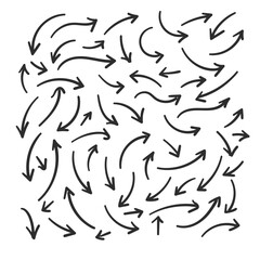 Hand drawn arrows collection Set simple flat arrows isolated on white background. Arrow mark icons and arrow paint. Stock vector. EPS10.