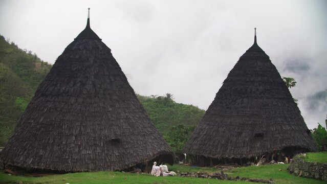 Traditional house in Wae Rebo Indonesia, Beautiful village in the mountain