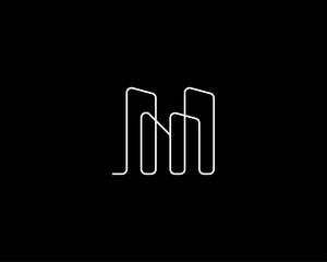 Real estate, residential building, skyscraper, architecture and cityscape logo design concept. Linear building symbol.