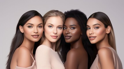 Obraz premium A diverse group of beautiful women with natural beauty and glowing smooth skin