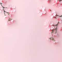 Fototapeta na wymiar Spring banner, branches of blossoming cherry against background.Pink sakura flowers, dreamy romantic image spring