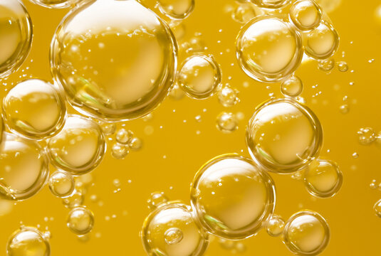 luxury gold cosmetic essence liquid bubbles molecules antioxidant of liquid bubble