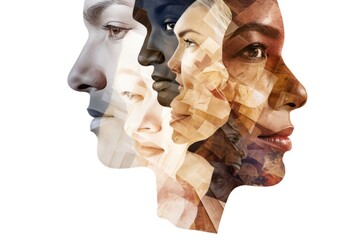 Inclusivity Masterpiece: Human Face Collage Celebrating Multiracial Diversity and Beauty - obrazy, fototapety, plakaty
